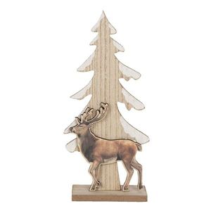 Dekorativní dřevěný vánoční strom s jelenem - 11*5*24 cm 6H1886 obraz