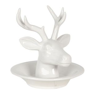 Bílá keramická miska s hlavou jelena - 23*23*23 cm 6CE1120 obraz