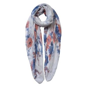 Šedý šátek s modrými květy - 80*180 cm MLSC0439BL obraz