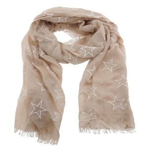 Světle hnědý šátek s bílými hvězdičkami - 70*180 cm MLSJ0027-2 obraz