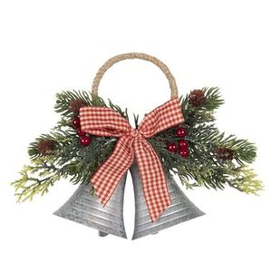 Vánoční dekorace stříbrné zvonky s větvičkou a mašlí - 23*8*18 cm 64563 obraz