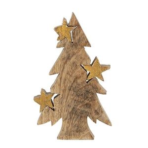 Dřevěná dekorace Vánoční strom s hvězdami - 10*3*16 cm 6H1906 obraz