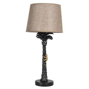 Černá stolní lampa Palma s hnědým stínidlem - Ø 25*5 cm E27/max 1*60W 6LMC0011 obraz