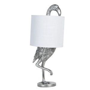 Stříbrná stolní lampa Plaměňák s bílým stínidlem - Ø 20*50 cm E27/max 1*60W 6LMC0012 obraz