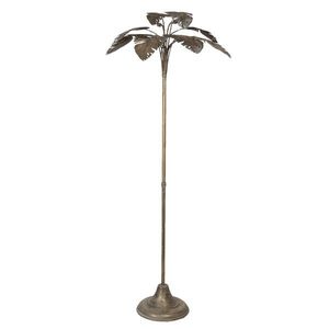 Bronzová antik kovová stojací lampa s dekorem listů - 64*64*165 cm/ 3*40W 5LMP327 obraz