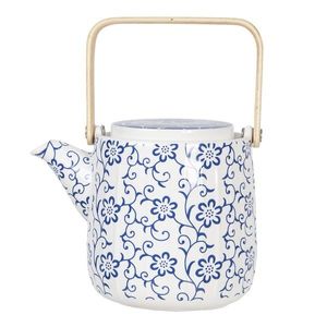 Porcelánová konvička na čaj s modrými květy - 0, 8L 6CETE0094 obraz