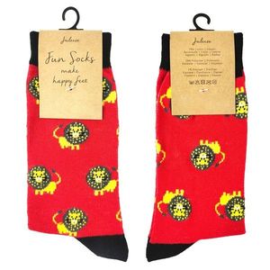 Veselé červené ponožky se lvíčky - 39-41 JZSK0016M obraz