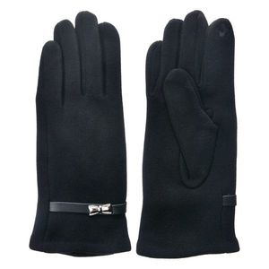 Černé zimní rukavice se stříbrnou mašlí - 8*24 cm MLGL0043 obraz