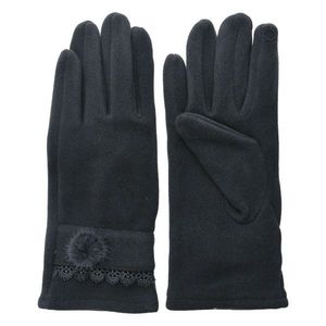 Tmavě šedé dámské rukavice s krajkou - 8*24 cm MLGL0047G obraz