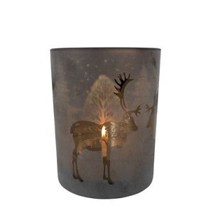 Bronzový skleněný svícen s jelenem - Ø 10*12, 5cm XMWLHBGZM obraz
