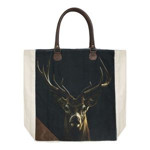 Bavlněno-kožený shopper s jelenem Black Deer - 40*44*12cm GKTSZH obraz