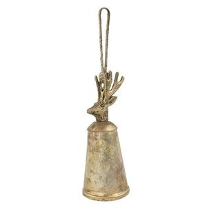 Zlatý kovový zvonek s hlavou jelena Deer - Ø 14*35cm CIBGH35 obraz