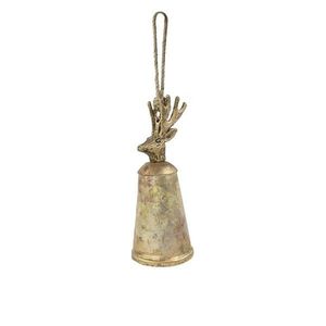 Zlatý kovový zvonek s hlavou jelena Deer - Ø 6*16cm CIBGH16 obraz