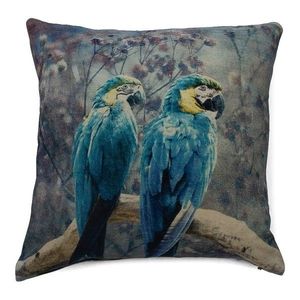 Sametový polštář s papoušky modrá Ara - 45*45*15cm MRKSC2A obraz