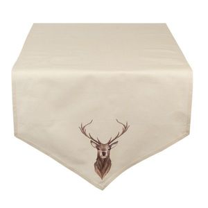 Béžový běhoun na stůl s jelenem Cosy Lodge - 50*160 cm COL65 obraz