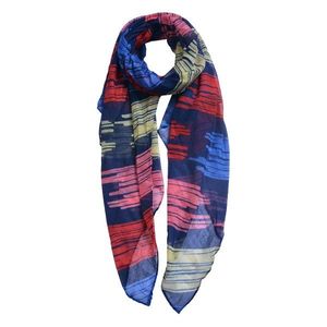 Modrý šátek s barevnými pruhy - 80*180 cm MLSC0482BL obraz