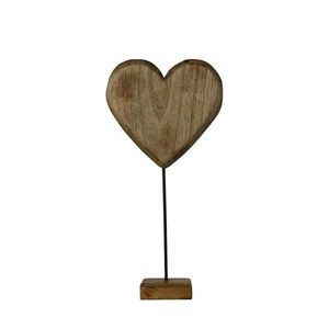 Dekorace srdce z mangového dřeva na podstavci - 35cm CISHM35 obraz