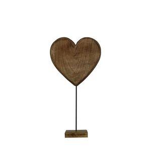 Dekorace srdce z mangového dřeva na podstavci - 27cm CISHM27 obraz