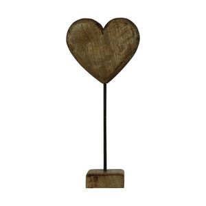Dekorace srdce z mangového dřeva na podstavci- 45cm CISHM45 obraz