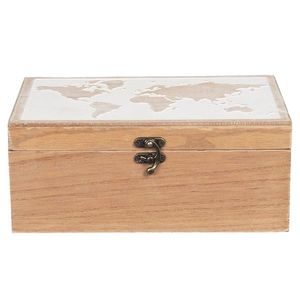 Hnědý dřevěný box s mapou světa na víku - 24*16*10 cm 6H1932 obraz