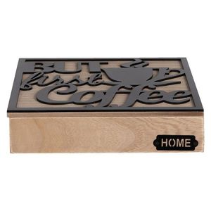 Dřevěná krabička na kapsle do kávovaru - 24*24*5 cm 6H1935 obraz