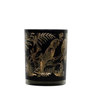 Černý svícen na čajovou svíčku s papoušky M - Ø 8*10cm XMWLPZM obraz