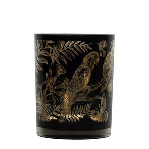 Černý svícen na čajovou svíčku s papoušky L - Ø 10*12cm XMWLPZL obraz