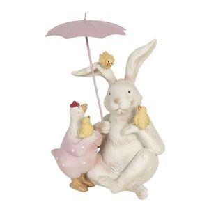 Dekorace králík a slepička s deštníkem - 12*11*16 cm 6PR3190 obraz