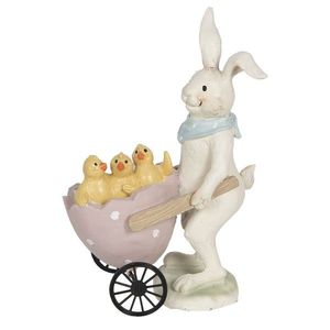 Dekorace králík s vozíkem a kuřátky - 11*6*15 cm 6PR3193 obraz