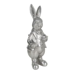 Velikonoční dekorace stříbrného králíka s vajíčkem Métallique - 12*11*22 cm 6PR3094ZI obraz
