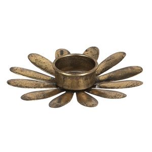 Bronzový kovový svícen na čajovou svíčku ve tvaru květu - Ø 13*2 cm 6Y4266 obraz