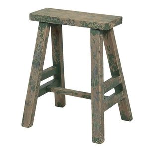 Vysoká dřevěná zelená dekorační stolička s patinou - 39*29*47 cm 6H1965 obraz