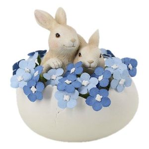 Dekorace králíčků ve skořápce s květy - 14*10*14 cm 6PR3123 obraz