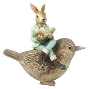 Dekorace králík s knihou na ptáčkovi - 18*10*17 cm 6PR3241 obraz