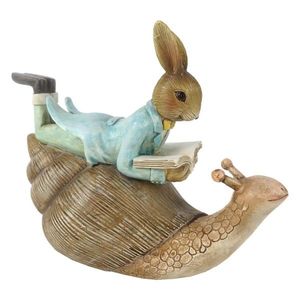 Dekorace ležící králík s knihou na šnekovi - 16*8*14 cm 6PR3243 obraz