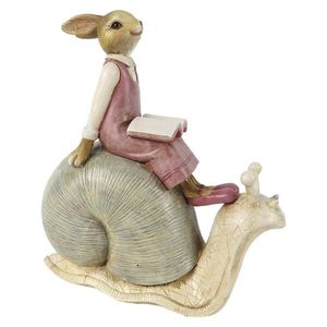 Dekorace sedící králičí dívka na šnekovi - 15*8*16 cm 6PR3244 obraz