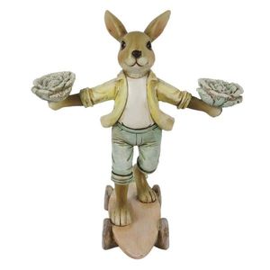 Dekorace králík na skateboardu s kapustou - 14*11*16 cm 6PR3255 obraz