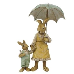 Dekorace dvou králíků pod deštníkem - 9*4*13 cm 6PR3266 obraz