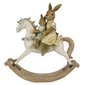 Velikonoční dekorace králíčků na houpacím koníkovi - 19*5*20 cm 6PR3276 obraz