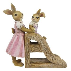 Velikonoční dekorace králíků u skluzavky - 14*6*15 cm 6PR3280 obraz