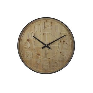 Dřevěné nástěnné hodiny s kovovým rámem Logan - Ø 80*6cm 7108764 obraz