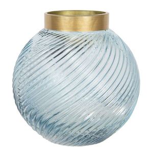 Modrá skleněná váza se zlatým hrdlem Goldina – Ø 19*19 cm 6GL2931BL obraz