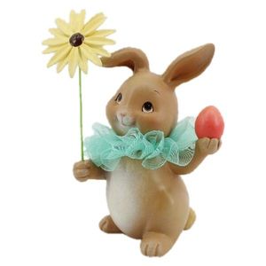 Velikonoční dekorace králíka s květinou a vajíčkem - 11*9*15 cm 6PR3133 obraz