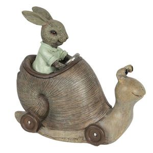 Kasička v designu králíka jedoucího na šnekovi - 15*7*13 cm 6PR3302 obraz