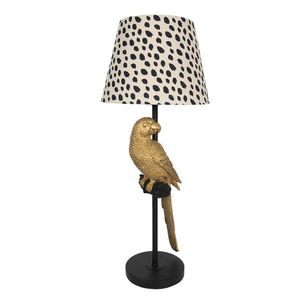 Stolní lampa se strakatým stínidlem a dekorací zlatého papouška – Ø 25*73 cm / E27 5LMC0004 obraz