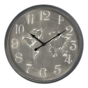 Vintage nástěnné hodiny se světadíly – Ø 48*6 cm / 1*AA 6KL0696 obraz