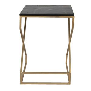 Zlatý kovový odkládací stolek Stefano s černou deskou - 40*40*55 cm 50464 obraz