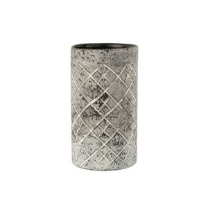 Šedá skleněná váza Checkered - Ø14*25 cm 6372 obraz