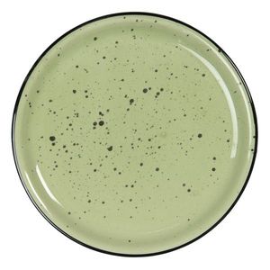 Zelený keramický talíř s kaňkami Printemps – Ø 22*3 cm 6CEDP0052GR obraz