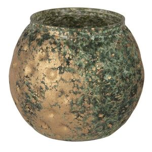 Tyrkysovo-šedý svícen na čajovou svíčku s bronzovou patinou - 10*11 cm 6GL3028 obraz